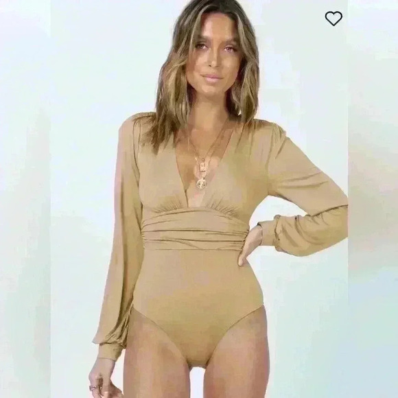 NWT Princess Polly LONG SLEEVE BODYSUIT BEIGE 6 - Picture 2 of 15